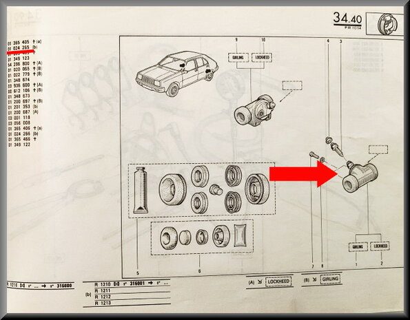 R14-18: Wielrem cilinder links Girling (New Old Stock).