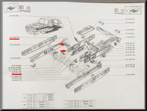 Chassis deel achteras rechts, met dwarsbalk.