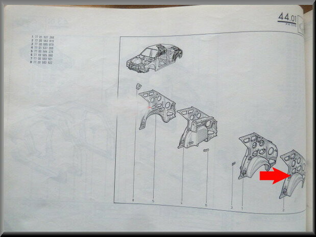 R14: Binnenscherm achterzijde links (New Old Stock).