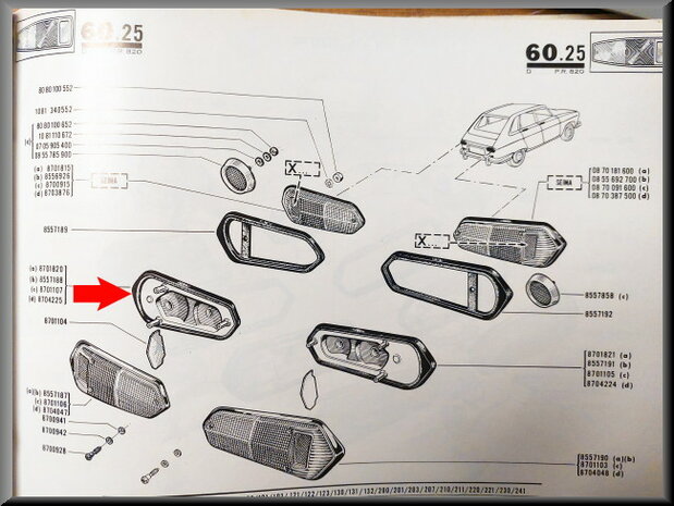 Achterlicht unit links (zonder rubber).