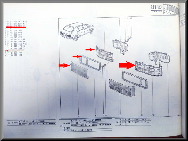 R14: Achterlicht links (New Old Stock).