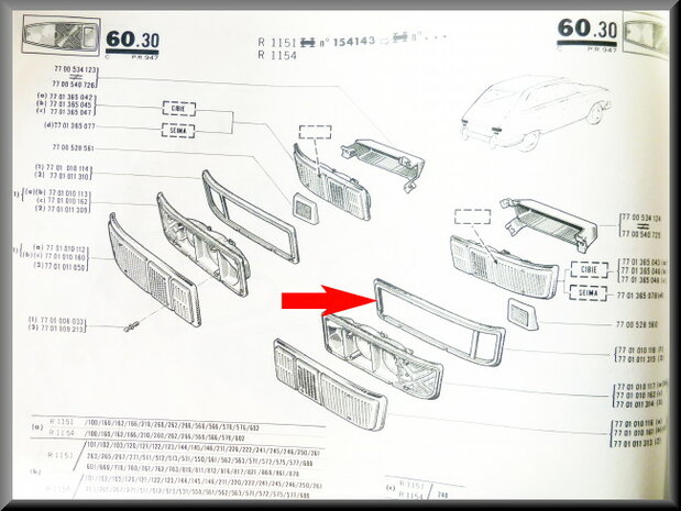 Achterlicht rubber links eerste type.