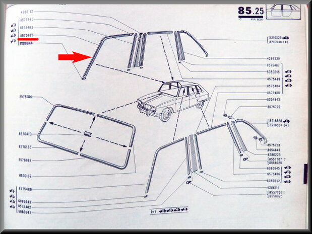 Chroomstrip portier voorzijde rechts (Gebruikt).