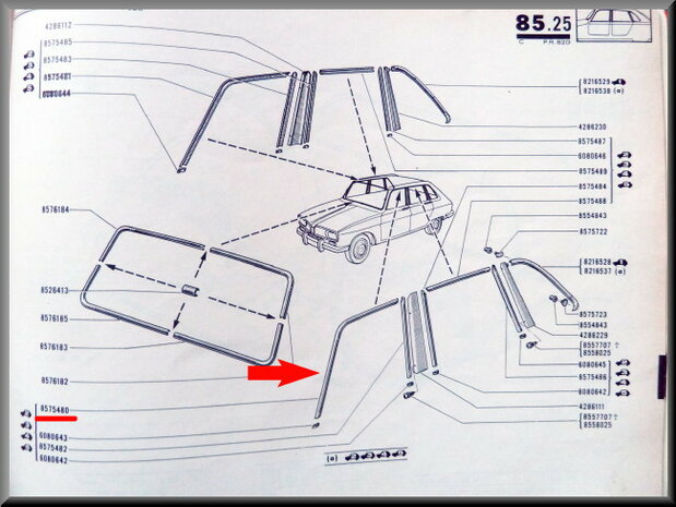 Chroomstrip portier voorzijde links (New Old Stock).