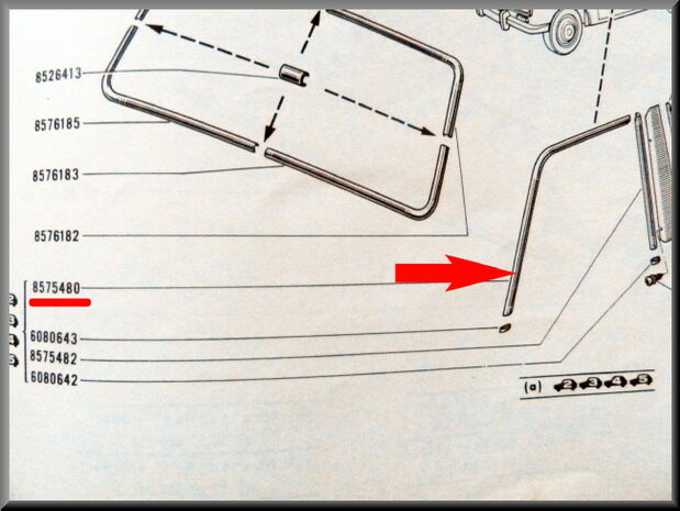 Chroomstrip portier voorzijde links (New Old Stock).