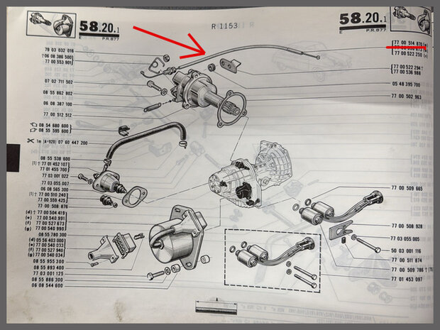 Kickdownkabel 16 TL automaat (New Old Stock).