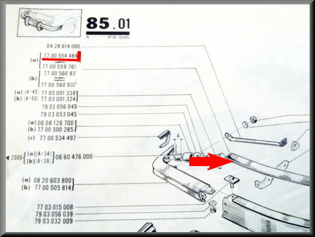 Bumper middenstuk voorzijde R16 behalve TX 73-75 (gebruikt).