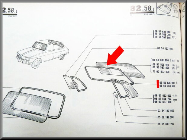 Achterruit rubber (New Old Stock).