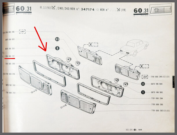 R10: Achterlicht unit links (New Old Stock).