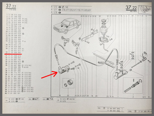 R 20,25,30,Alpine: Koppeling cylinder (New Old Stock).