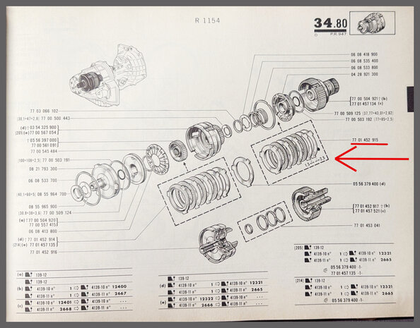 Koppelingsset automaatbak  (New Old Stock).