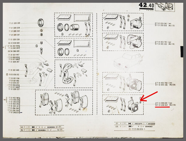 R4,5,6,Rodeo: Remklauw links voor (New Old Stock).
