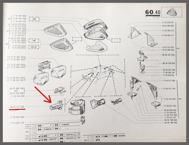 Dashboardkastje verlichting schakelaar (New Old Stock).