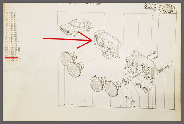 R20-30: Koplamp frame rechts (New Old Stock)