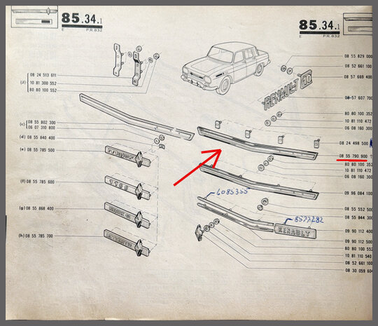 R10: Sierstrip achterklep (New Old Stock).