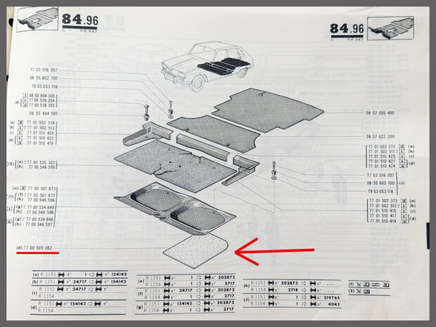 Rear insulation mat, left and right (Used).