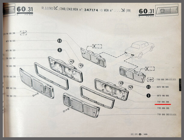 R10: Achterlicht unit rechts (New Old Stock).
