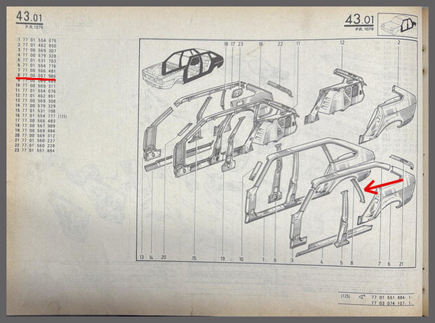 R20-R30 Window pillar rear left (New Old Stock).