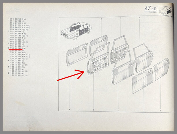 R20-R30 Front right door (New Old Stock)