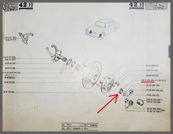 Renault 4-5-6-8-10-16-Dauphine: Wiellager (New Old Stock).