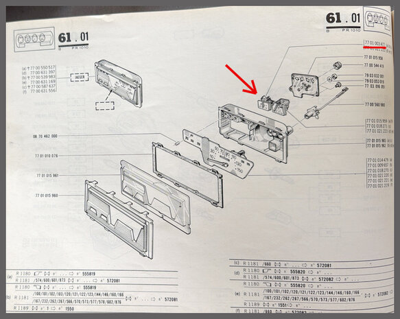R5-R6: Dashboard gauge, fuel consumption (New Old Stock).