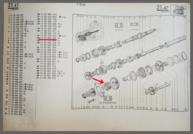 R20-30, 5 Turbo, Alpine: Secondary shaft bearing (28x72x46, 28x67x45,4mm) (New Old Stock).