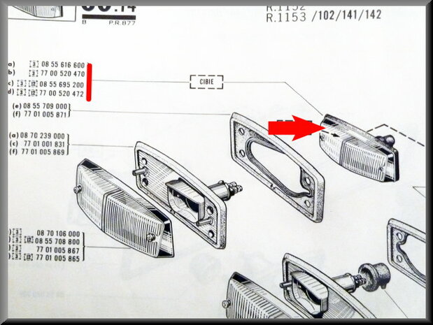 Knipperlicht rechts (Wit) (New Old Stock).