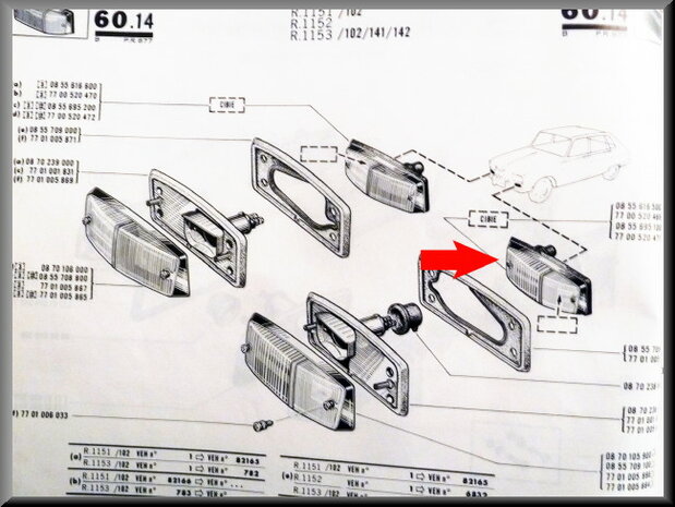 Knipperlicht links (wit) (New Old Stock).