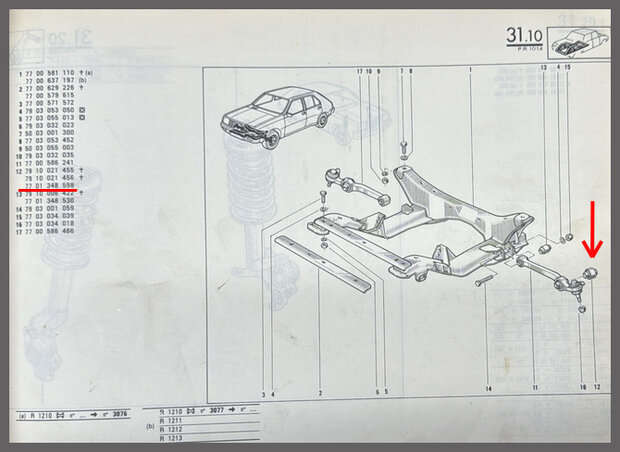 R14: Silent-bloc draagarm (14x38x42x24mm) (New Old Stock).