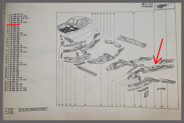 R20-R30 Deel van chassis balk links (New Old Stock).