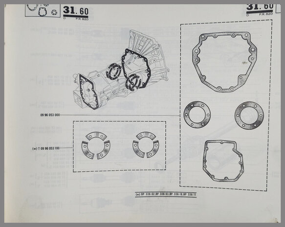 Pakkingset versnellingsbak 336-02/03/10/11 (New Old Stock)
