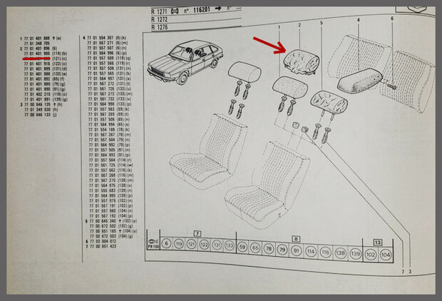 R20-30: Hoofdsteun hoes (beige skai) (New Old Stock).
