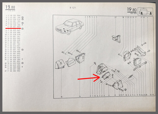 R20-30: Motorsteun (New Old Stock).