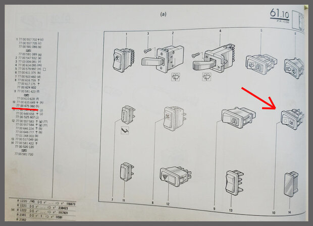 Schakelaar mistlamp (met oranje licht).