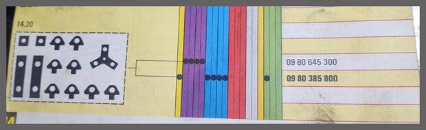 4CV. Dauphine, Estafette: Set borgplaatjes (New Old Stock).