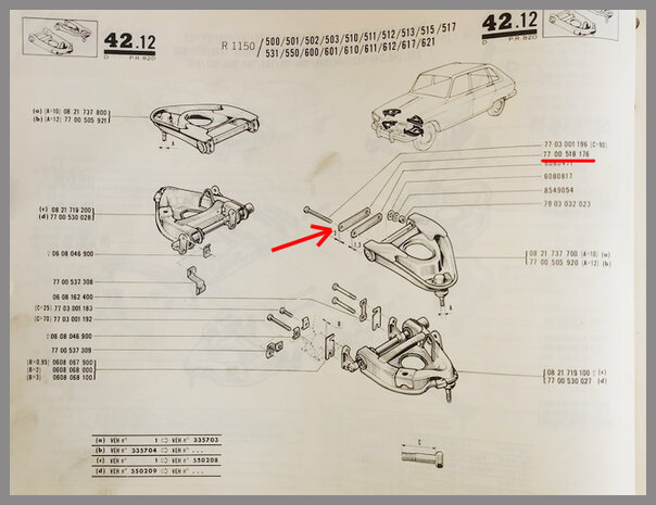 Afstandsplaat bovenste draagarm  - borgplaat bouten (New Old Stock).