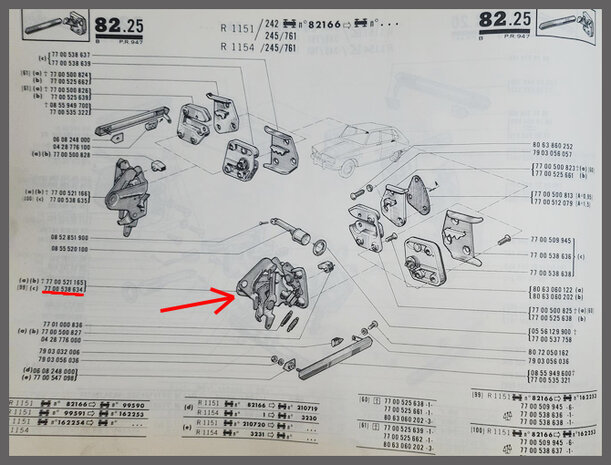 Slot bevestingingsplaat achterzijde links (New Old Stock)