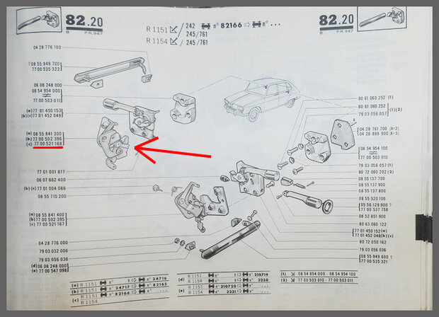 Slot bevestingingsplaat achterzijde rechts (New Old Stock)