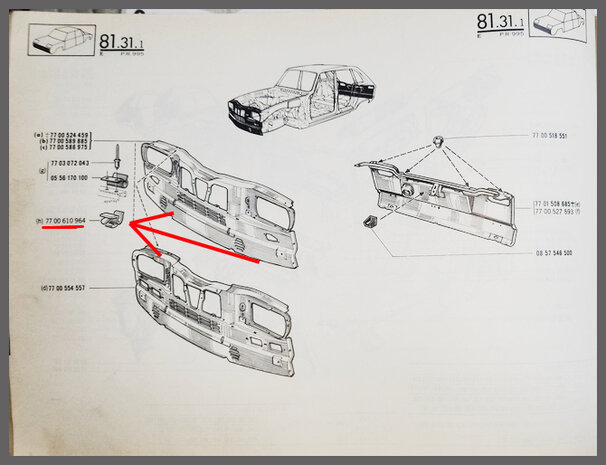 Klemmetje motorkap steun (New Old Stock).