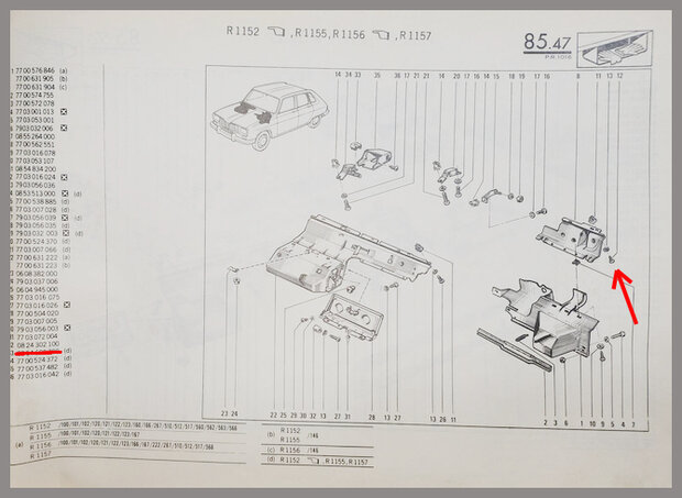 Bufferknop handschoenkastje (New Old Stock).