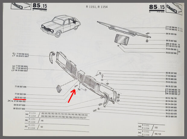 Bevestigingsschroef grill (New Old Stock).