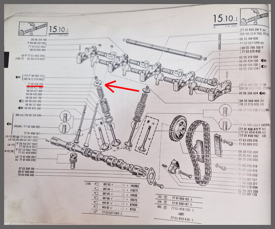 Klepschotel voor dubbele klepveer 16 TS-TX,12 Gordini, 17 Gordini. 