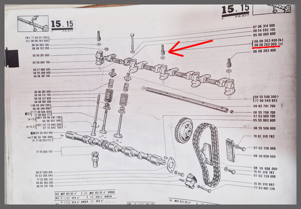 Tapeind M9 voor klepdeksel (positie 4).