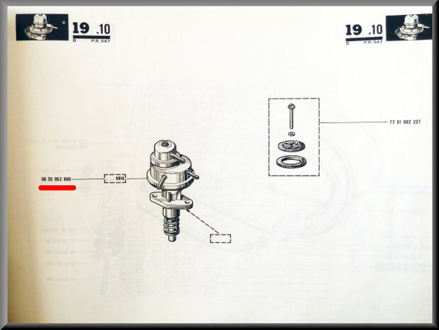 Benzinepomp Renault 12 Gordini, Alpine A110, 15,16,17,18,20.