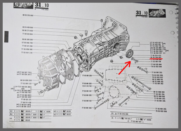 Plaque de blocage d'ecrou et joint d&rsquo;&eacute;tanch&eacute;it&eacute; (4 vitesses) .