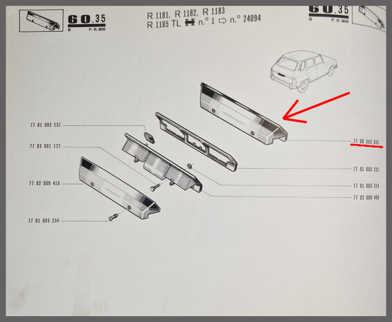 R6: Glas kentekenplaat verlichting (New Old Stock).