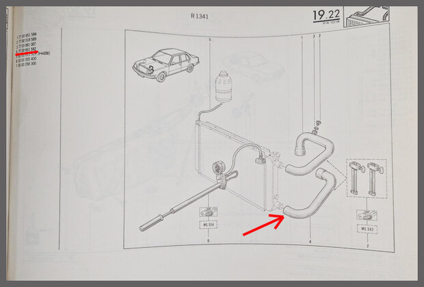Renault 18: Onderste radiateurslang (New Old Stock). 