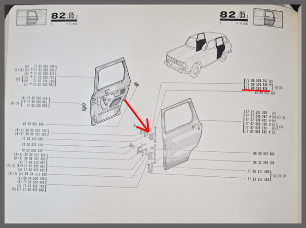 R6: Charni&egrave;re de porte avant et arri&egrave;re (New Old Stock).