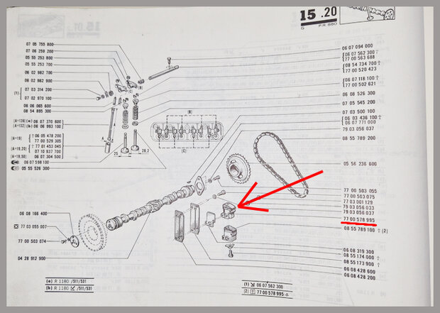 R 4,5,6, Rodeo: Distributie kettingspanner (New Old Stock).