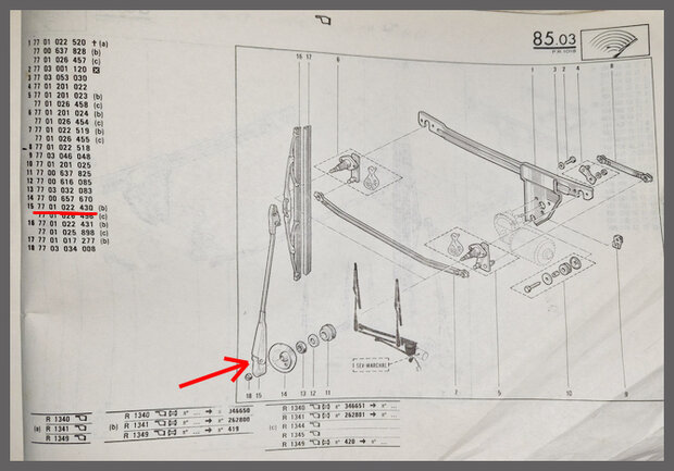Renault 18: Ruitenwisser arm SEV Marchal (New Old Stock).